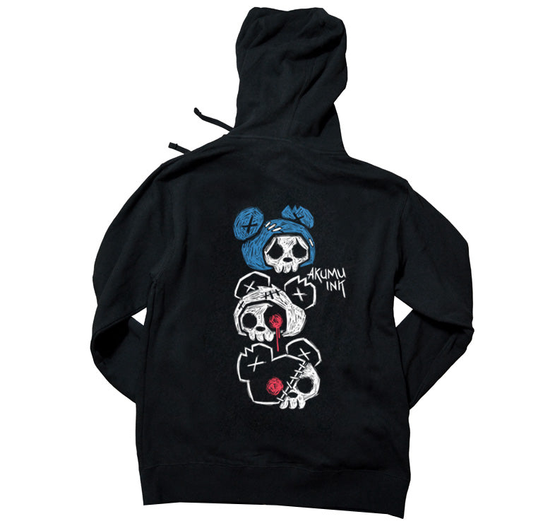 3 Bears Hoodie – gothic long sleeve by Akumu Ink Clothing, alt fashion art from Akumu Ink Clothing