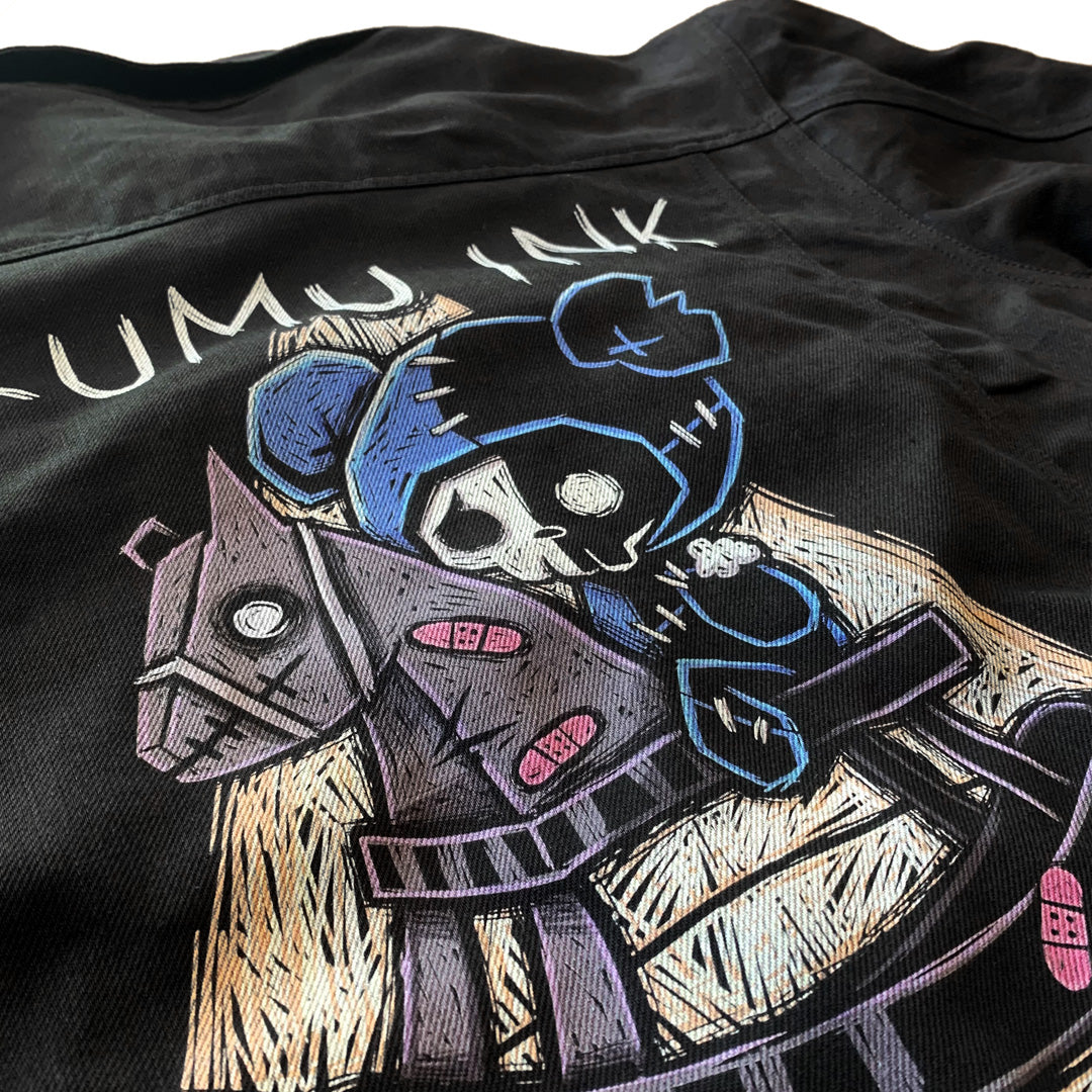 The Broken Ones Denim Jacket – gothic denim jacket by Akumu Ink, alt fashion art from Akumu Ink Clothing