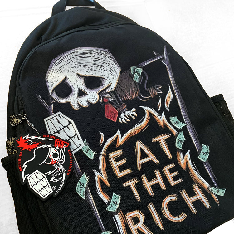 Eat the Rich Backpack – gothic backpack by Akumu Ink, alt fashion art from Akumu Ink Clothing