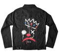 King of Klowns Denim Jacket – gothic denim jacket by Akumu Ink, alt fashion art from Akumu Ink Clothing