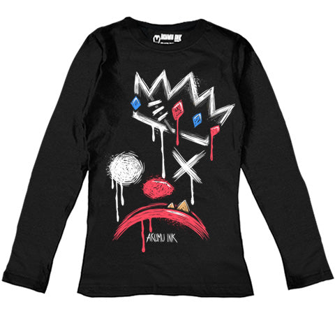 King of Klowns Women Long Sleeve Tshirt – gothic Women Shirts by Akumu Ink, alt fashion art from Akumu Ink Clothing