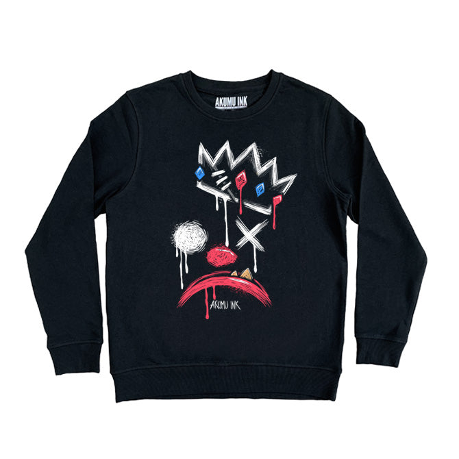 King of Klowns Sweatshirt – gothic Men Shirts by Akumu Ink, alt fashion art from Akumu Ink Clothing