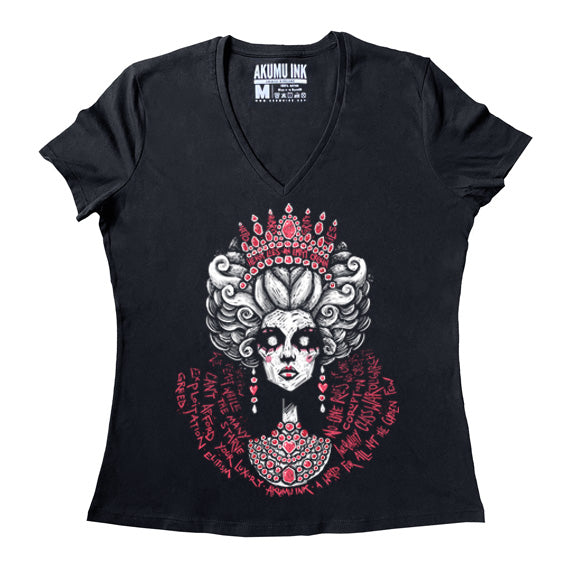 Elite Illusions Women Vneck – gothic Women Shirts by Akumu Ink, alt fashion art from Akumu Ink Clothing