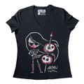 Tokyo the Impaler Women Vneck – gothic Women Shirts by Akumu Ink, alt fashion art from Akumu Ink Clothing