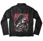 Intermission Denim Jacket – gothic denim jacket by Akumu Ink, alt fashion art from Akumu Ink Clothing