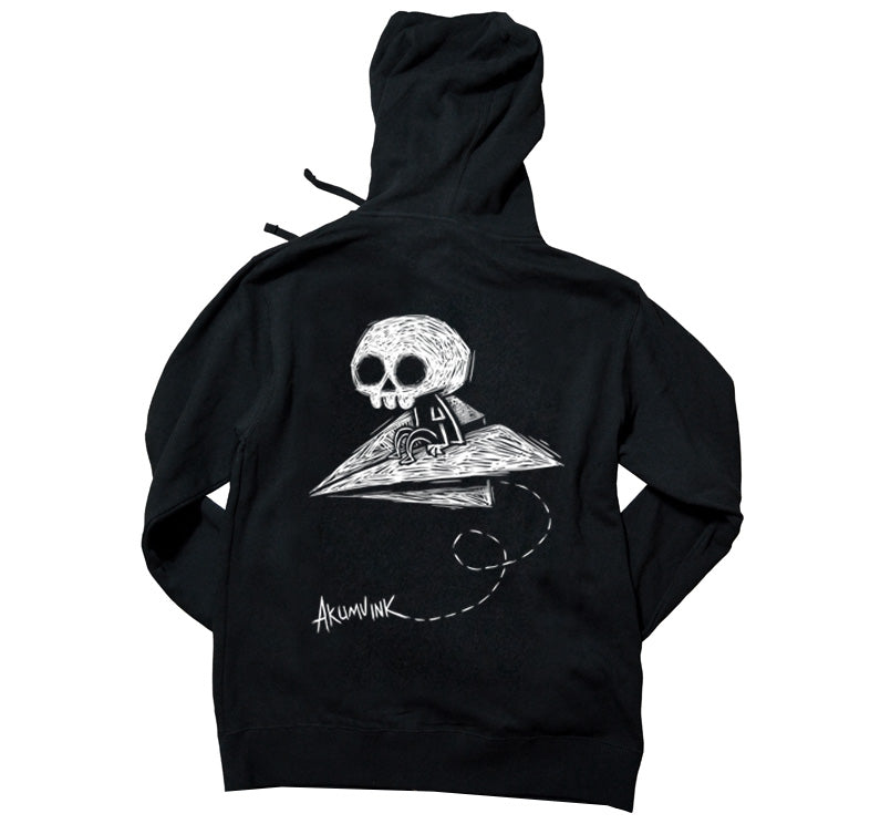 Paper Plane to Nowhere Hoodie – gothic long sleeve by Akumu Ink Clothing, alt fashion art from Akumu Ink Clothing