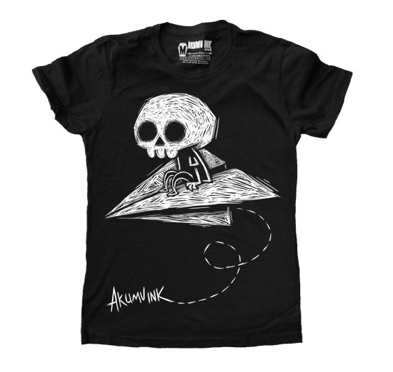 Paper Plane to Nowhere Women Tshirt – gothic Women Shirts by Akumu Ink, alt fashion art from Akumu Ink Clothing