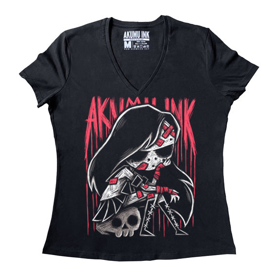 Intermission Women Vneck – gothic Women Shirts by Akumu Ink, alt fashion art from Akumu Ink Clothing