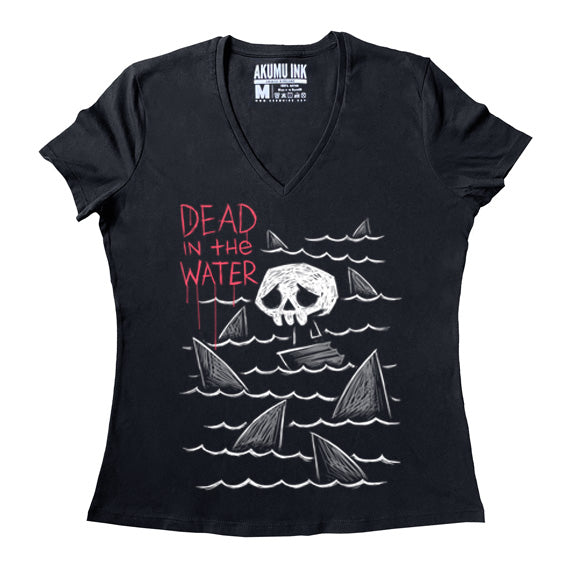 Dead in the Water Women Vneck – gothic Women Shirts by Akumu Ink, alt fashion art from Akumu Ink Clothing