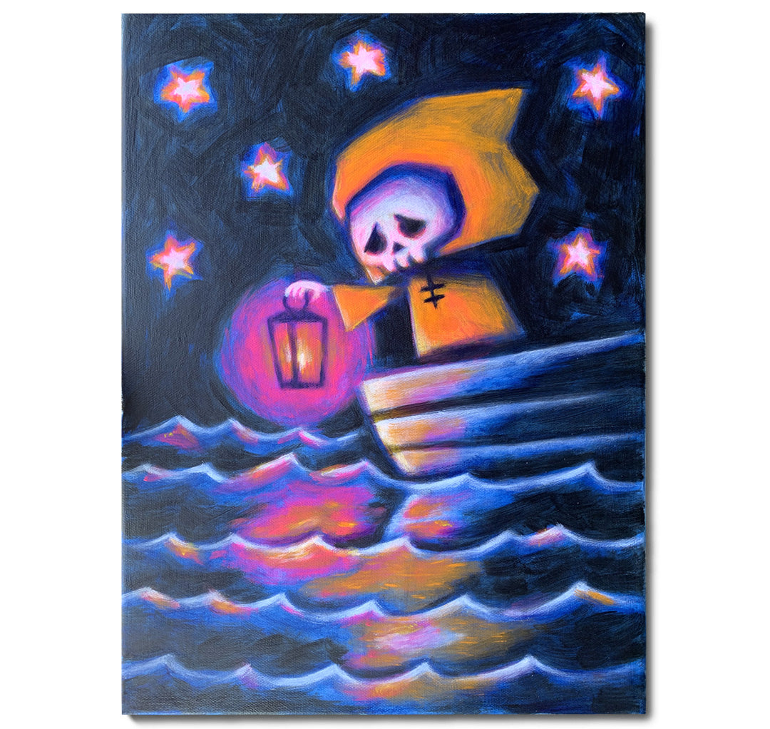 Adrift To The Unknown #3 30x40cm Painted Canvas – gothic art by Akumu Ink, alt fashion art from Akumu Ink Clothing