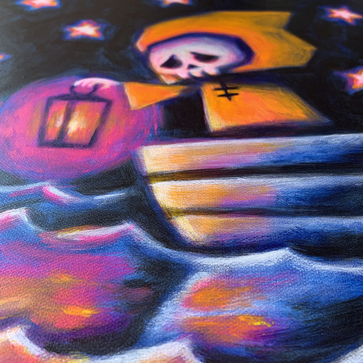 Adrift To The Unknown #3 30x40cm Painted Canvas – gothic art by Akumu Ink, alt fashion art from Akumu Ink Clothing