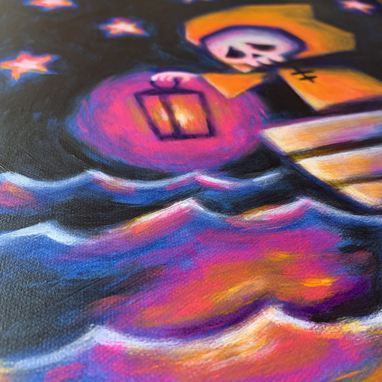 Adrift To The Unknown #3 30x40cm Painted Canvas – gothic art by Akumu Ink, alt fashion art from Akumu Ink Clothing