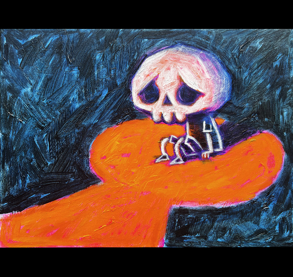 Is It Safe Yet? 30x40cm Painted Canvas – gothic art by Akumu Ink, alt fashion art from Akumu Ink Clothing