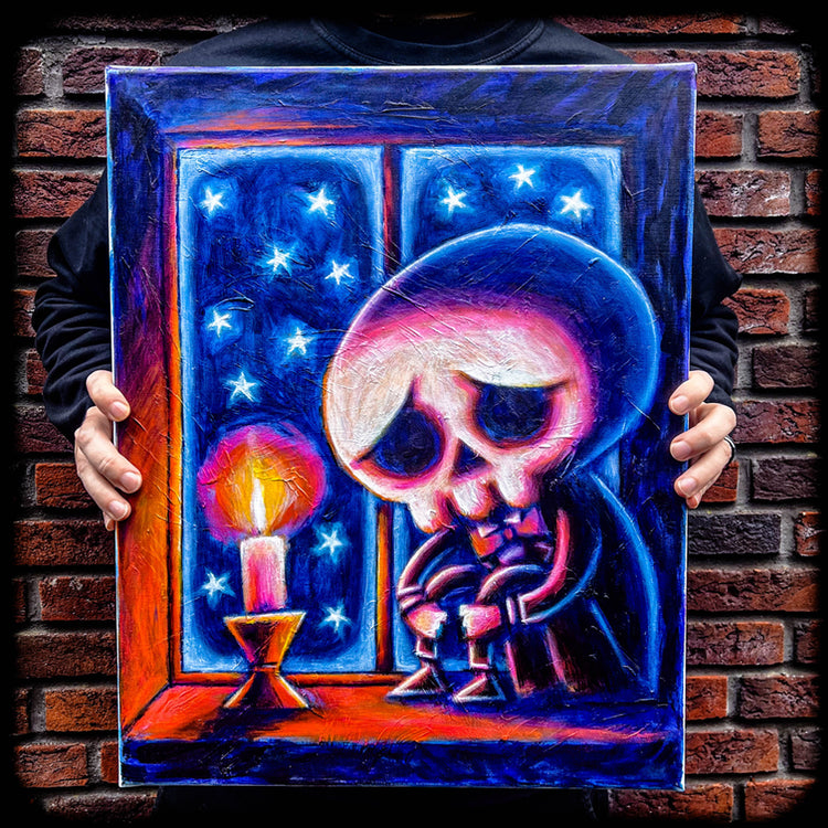 Seeking Warmth 40x50cm Painted Canvas – gothic art by Akumu Ink, alt fashion art from Akumu Ink Clothing