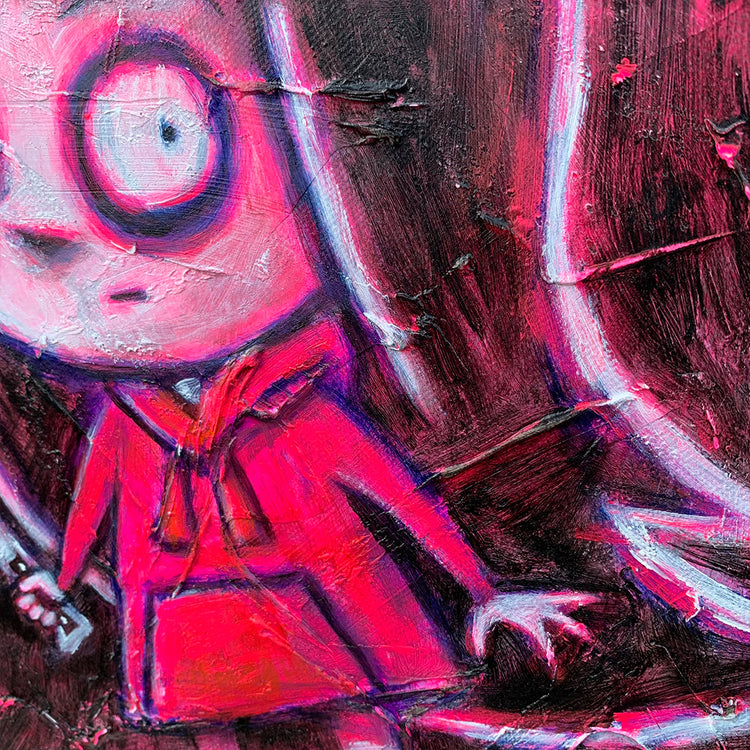 Alice Pink 30x40cm Painted Canvas – gothic art by Akumu Ink, alt fashion art from Akumu Ink Clothing