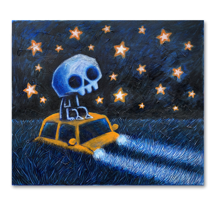 Stranded Beneath the Stars 60x70cm Painted Canvas – gothic art by Akumu Ink, alt fashion art from Akumu Ink Clothing