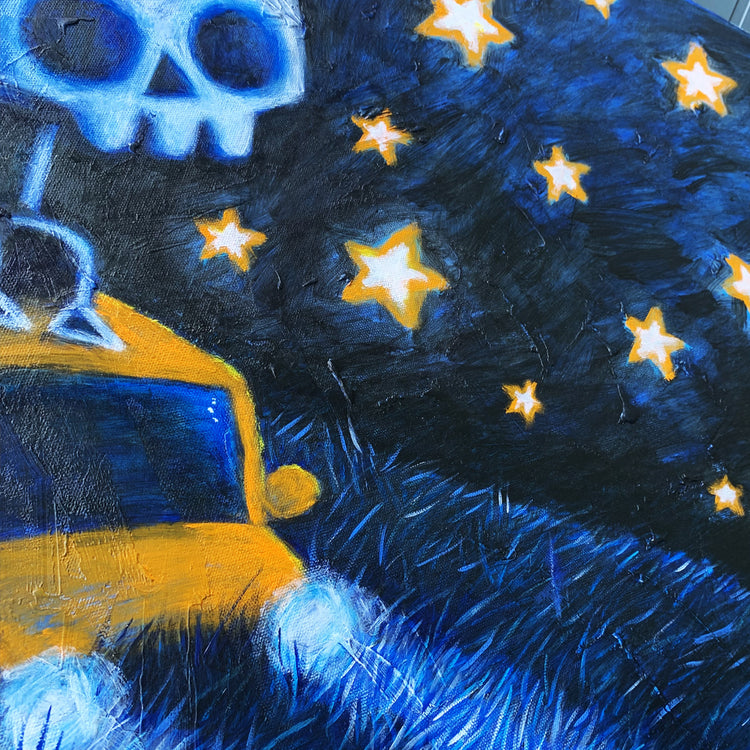 Stranded Beneath the Stars 60x70cm Painted Canvas – gothic art by Akumu Ink, alt fashion art from Akumu Ink Clothing