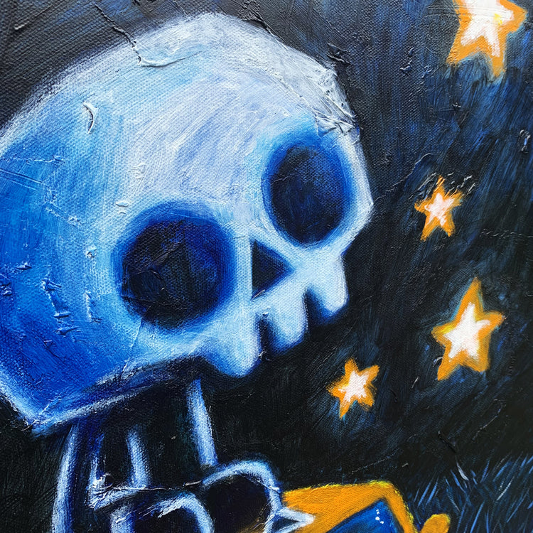 Stranded Beneath the Stars 60x70cm Painted Canvas – gothic art by Akumu Ink, alt fashion art from Akumu Ink Clothing