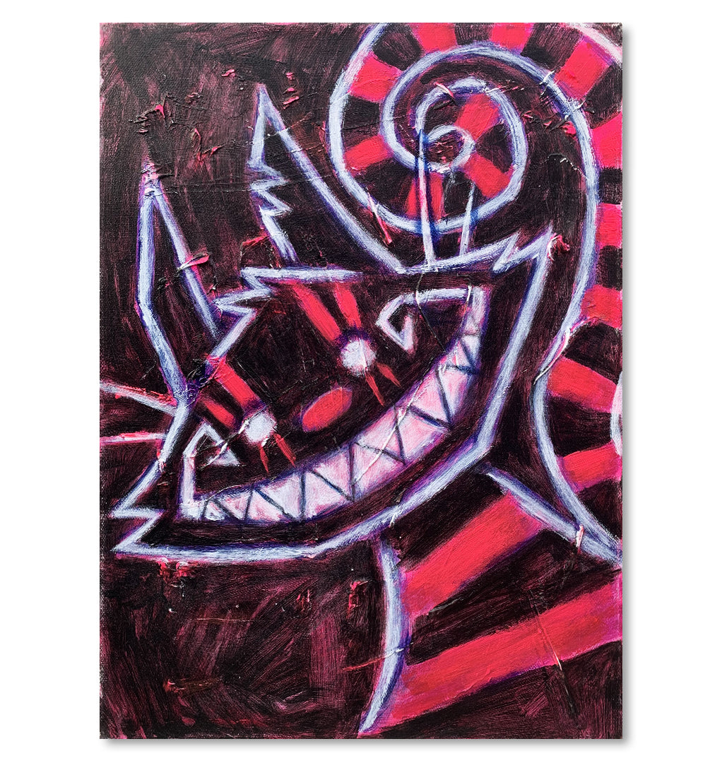 Cheshire Cat Pink 30x40cm Painted Canvas – gothic art by Akumu Ink, alt fashion art from Akumu Ink Clothing