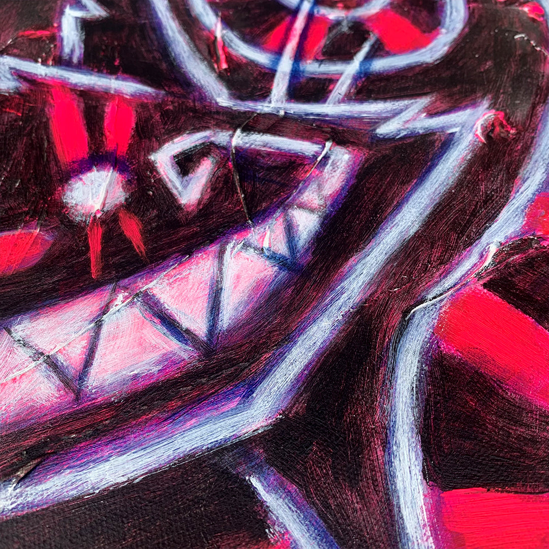 Cheshire Cat Pink 30x40cm Painted Canvas – gothic art by Akumu Ink, alt fashion art from Akumu Ink Clothing