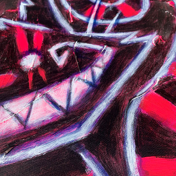 Cheshire Cat Pink 30x40cm Painted Canvas – gothic art by Akumu Ink, alt fashion art from Akumu Ink Clothing