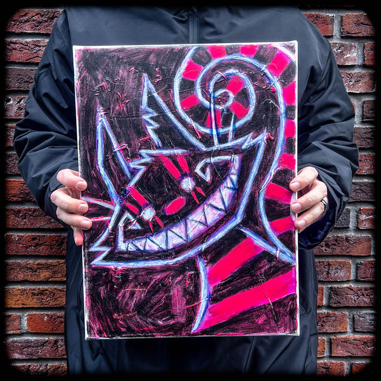 Cheshire Cat Pink 30x40cm Painted Canvas – gothic art by Akumu Ink, alt fashion art from Akumu Ink Clothing