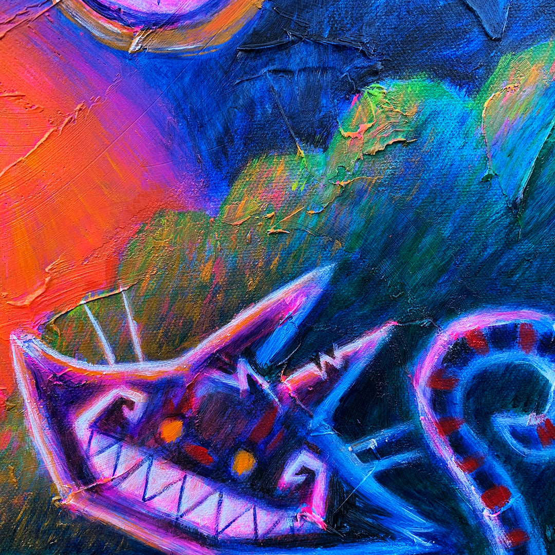 Alice Under the Clock Tree 50x60cm Painted Canvas – gothic art by Akumu Ink, alt fashion art from Akumu Ink Clothing