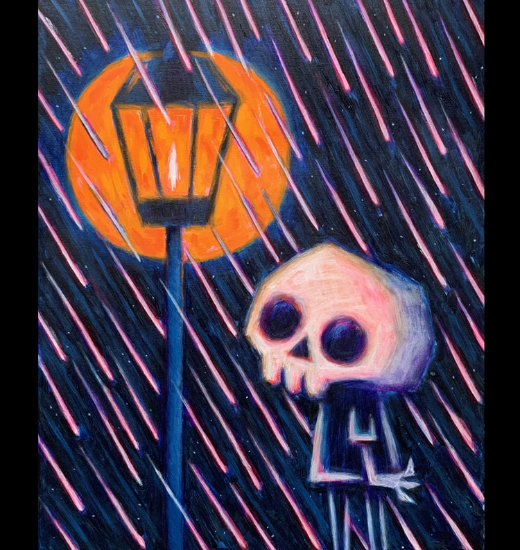 Night Light 40x50cm Painted Canvas – gothic art by Akumu Ink, alt fashion art from Akumu Ink Clothing