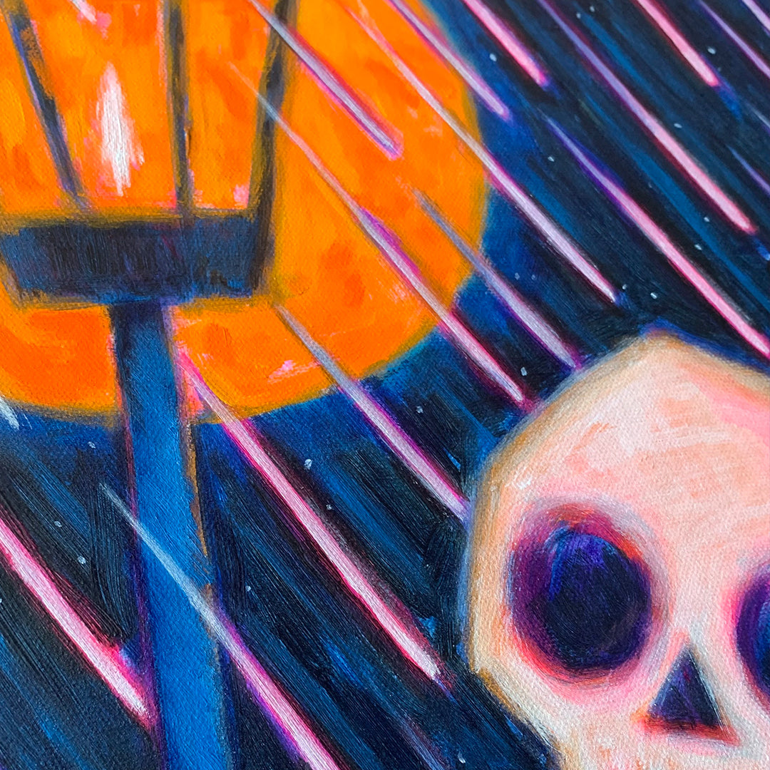 Night Light 40x50cm Painted Canvas – gothic art by Akumu Ink, alt fashion art from Akumu Ink Clothing