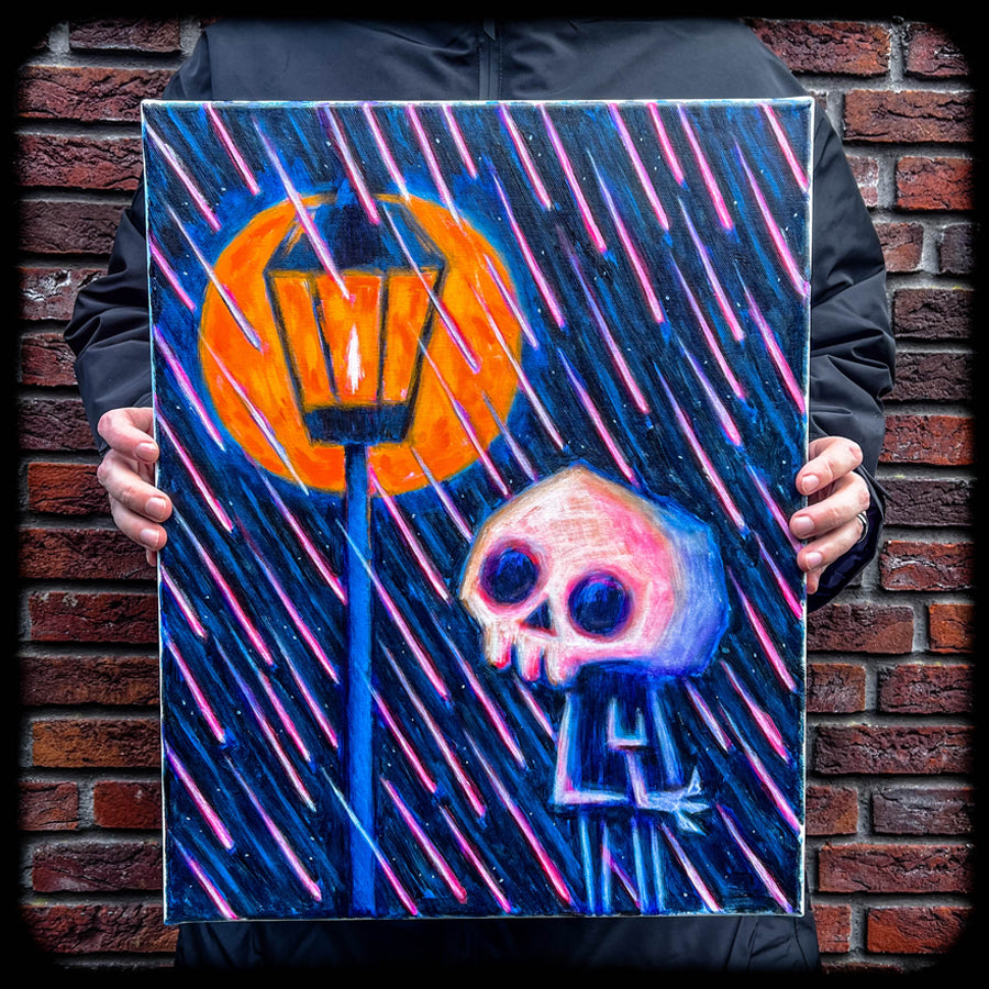 Night Light 40x50cm Painted Canvas – gothic art by Akumu Ink, alt fashion art from Akumu Ink Clothing