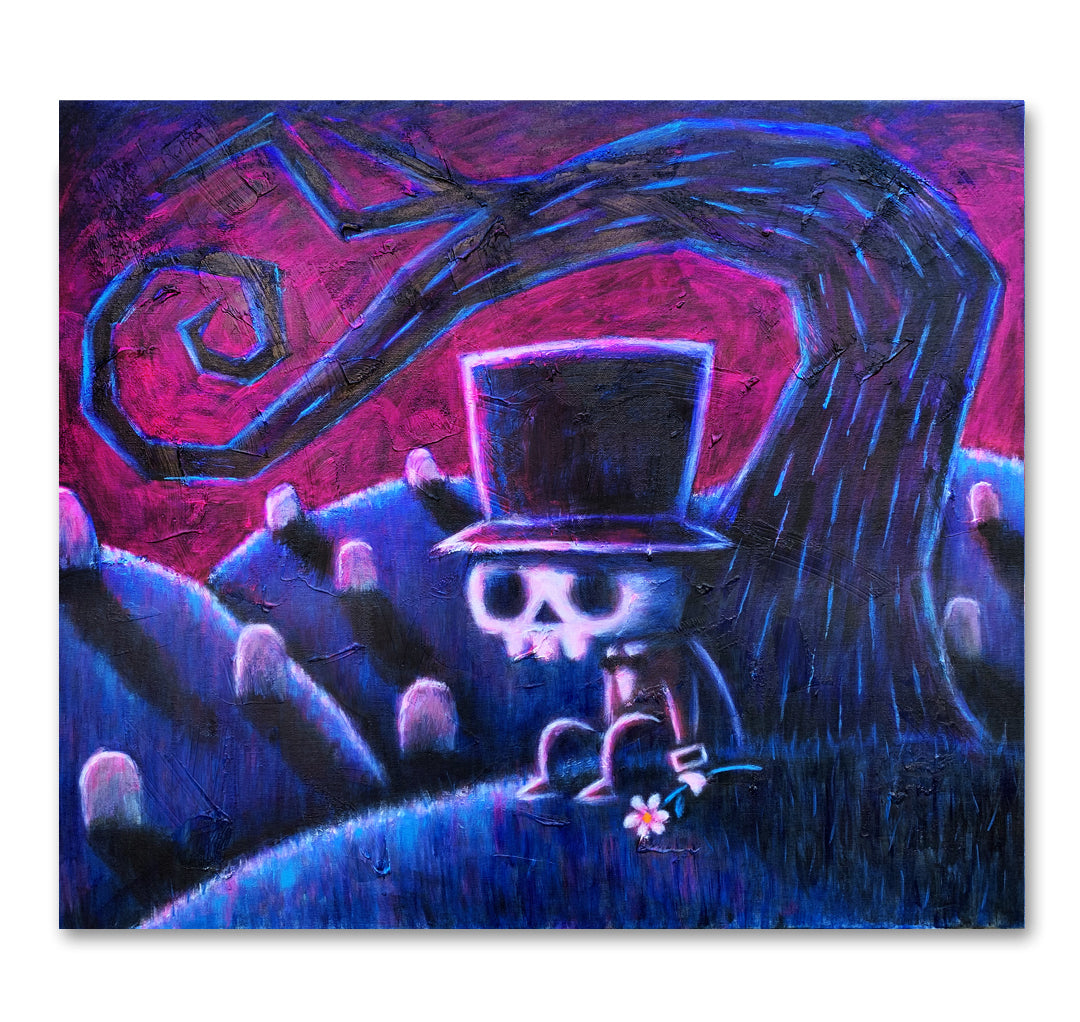 The Night Arrives, I Still Wait For You 60x70cm Painted Canvas – gothic art by Akumu Ink, alt fashion art from Akumu Ink Clothing