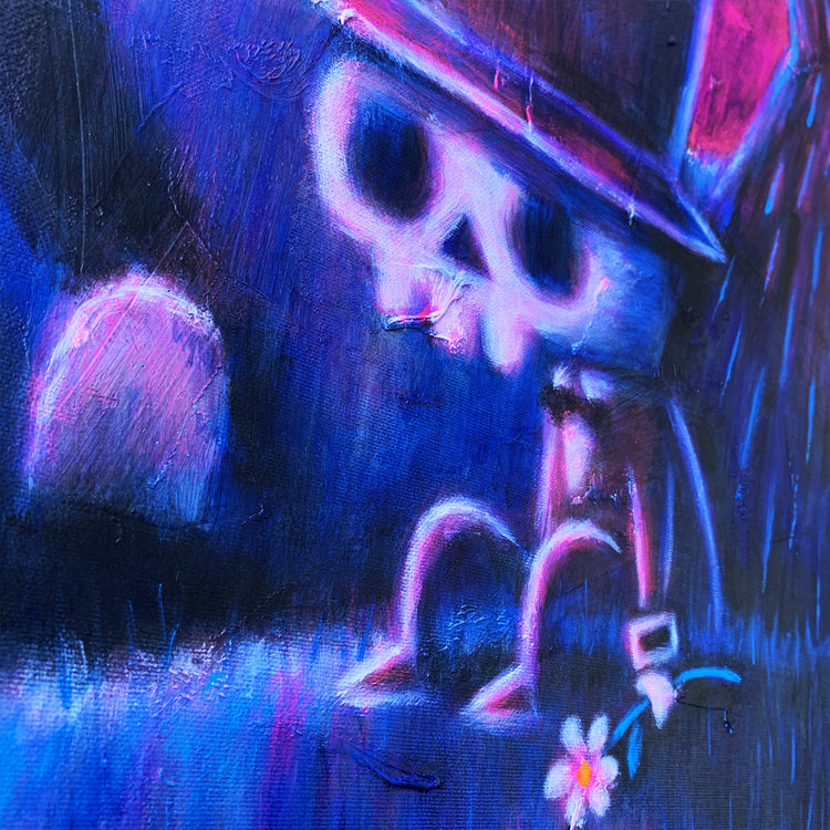 The Night Arrives, I Still Wait For You 60x70cm Painted Canvas – gothic art by Akumu Ink, alt fashion art from Akumu Ink Clothing