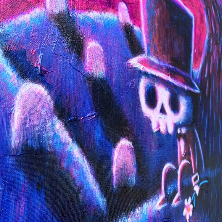 The Night Arrives, I Still Wait For You 60x70cm Painted Canvas – gothic art by Akumu Ink, alt fashion art from Akumu Ink Clothing