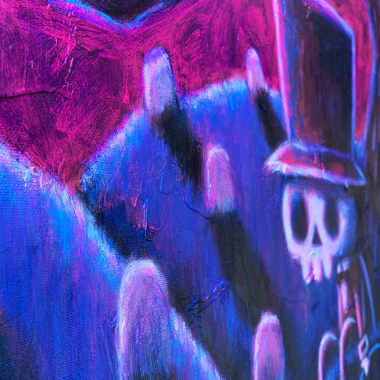 The Night Arrives, I Still Wait For You 60x70cm Painted Canvas – gothic art by Akumu Ink, alt fashion art from Akumu Ink Clothing