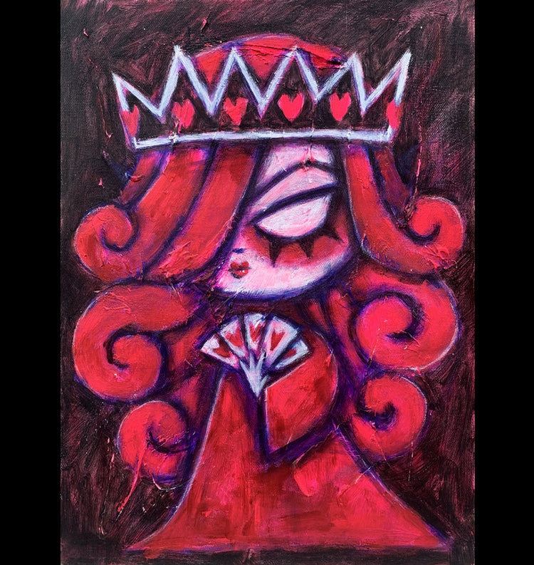 Queen of Hearts Pink 30x40cm Painted Canvas – gothic art by Akumu Ink, alt fashion art from Akumu Ink Clothing