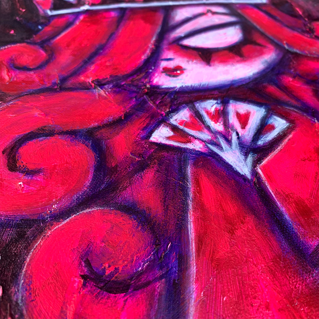 Queen of Hearts Pink 30x40cm Painted Canvas – gothic art by Akumu Ink, alt fashion art from Akumu Ink Clothing