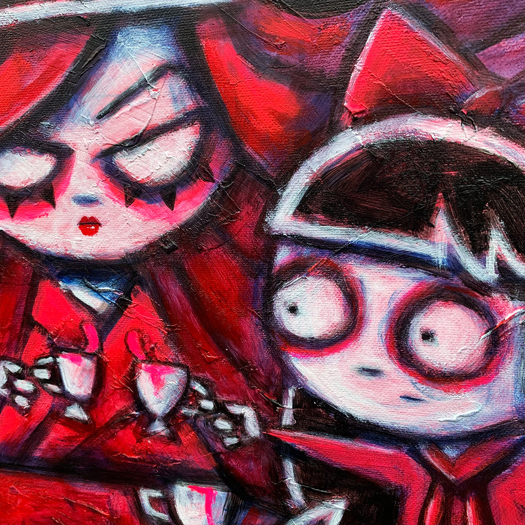 Tea Party 60x70cm Painted Canvas – gothic art by Akumu Ink, alt fashion art from Akumu Ink Clothing