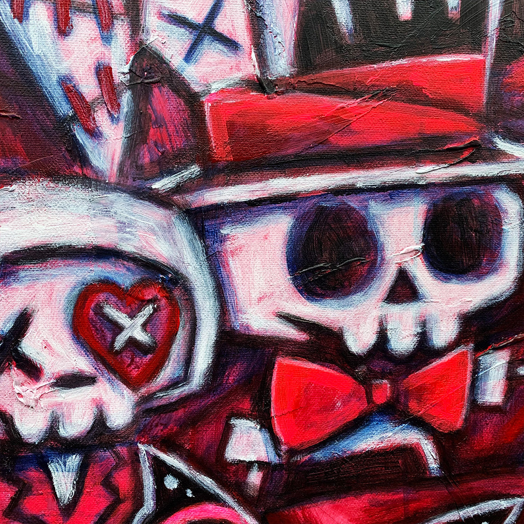 Tea Party 60x70cm Painted Canvas – gothic art by Akumu Ink, alt fashion art from Akumu Ink Clothing