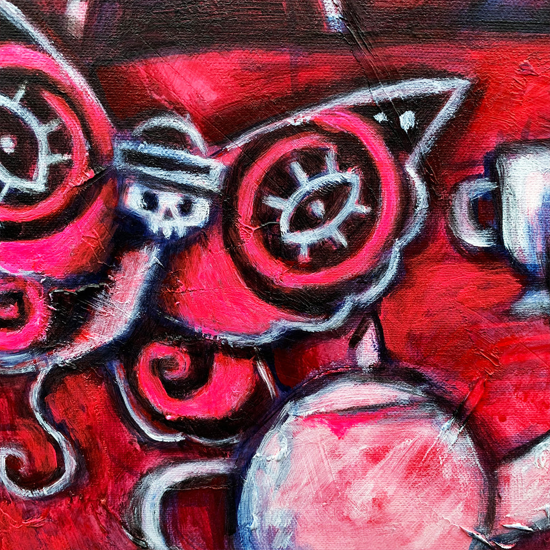 Tea Party 60x70cm Painted Canvas – gothic art by Akumu Ink, alt fashion art from Akumu Ink Clothing