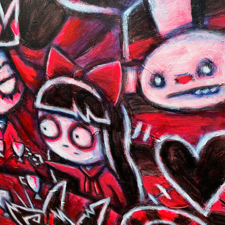 Tea Party 60x70cm Painted Canvas – gothic art by Akumu Ink, alt fashion art from Akumu Ink Clothing