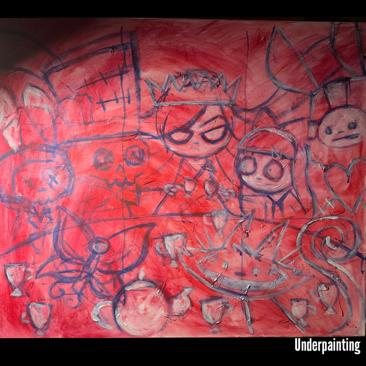 Tea Party 60x70cm Painted Canvas – gothic art by Akumu Ink, alt fashion art from Akumu Ink Clothing