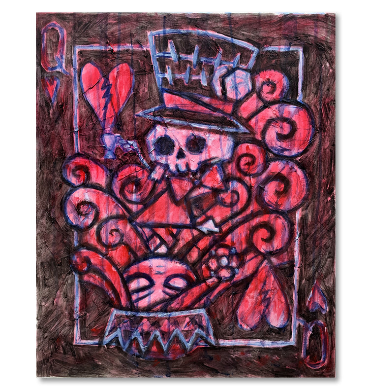 The Queen and the Mad Hatter 50x60cm Painted Canvas – gothic art by Akumu Ink, alt fashion art from Akumu Ink Clothing