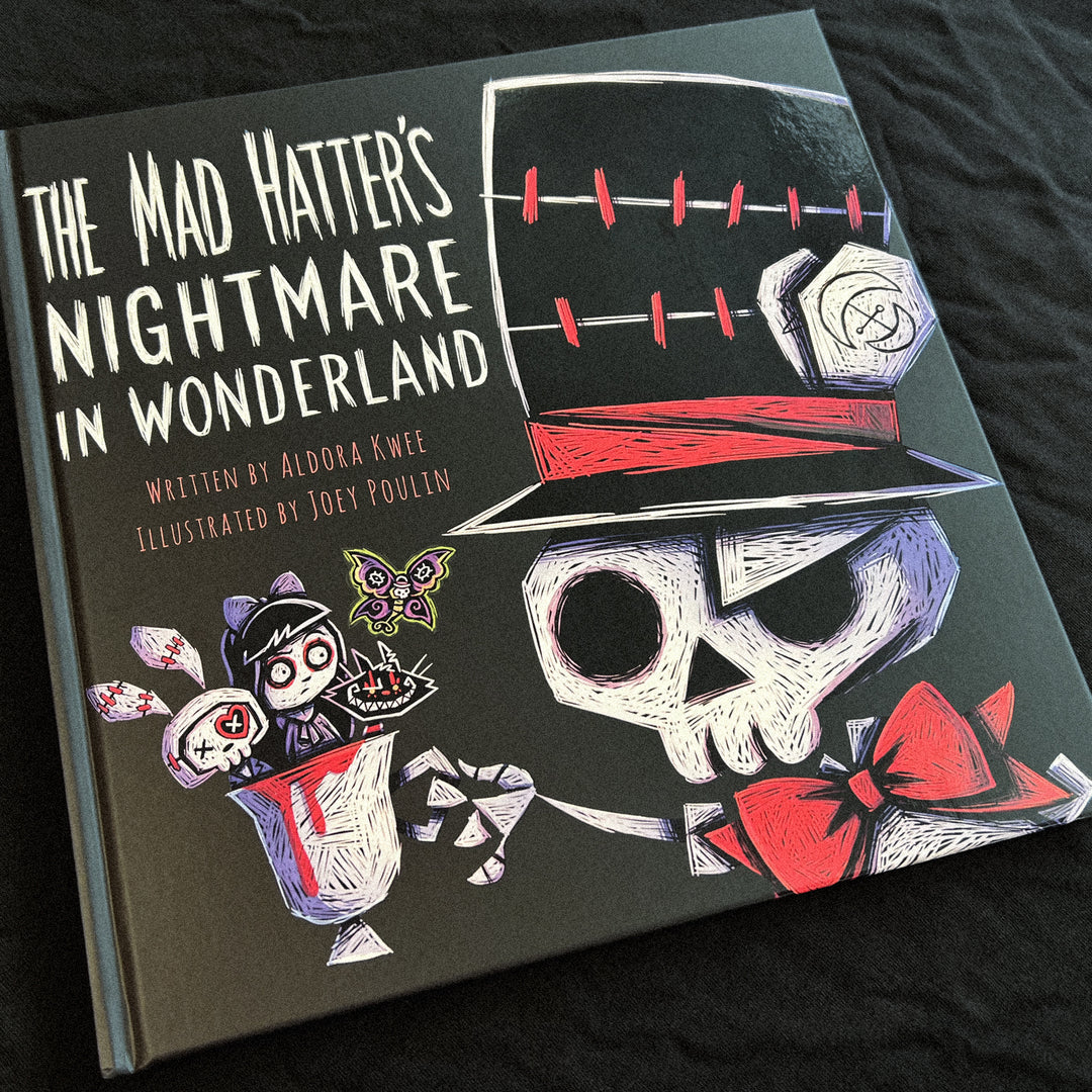 the mad hatter's nightmare in wonderland book, aldora kwee writer, joey poulin artist, joey poulin illustrator, akumu ink book