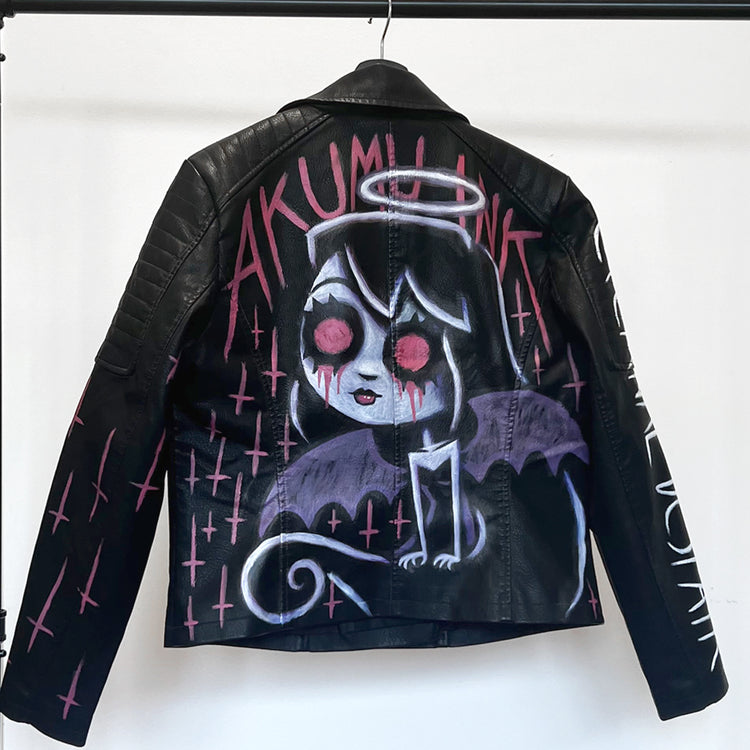 Eternal Despair Hand-Painted Jacket – gothic  by Akumu Ink Clothing, alt fashion art from Akumu Ink Clothing