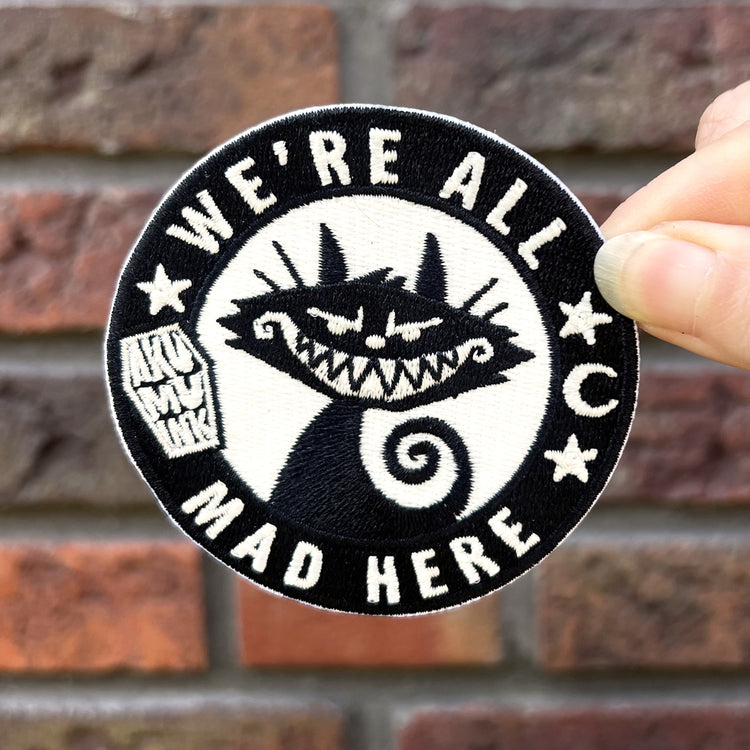 Glow in the Dark - All Mad Here Patch – gothic Accessories by Akumu Ink, alt fashion art from Akumu Ink Clothing