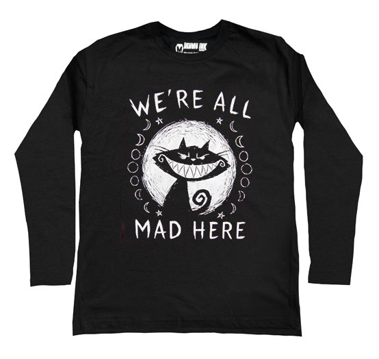 We're All Mad Here Men Long Sleeve Tshirt, Men Shirts, Akumu ink, goth, emo